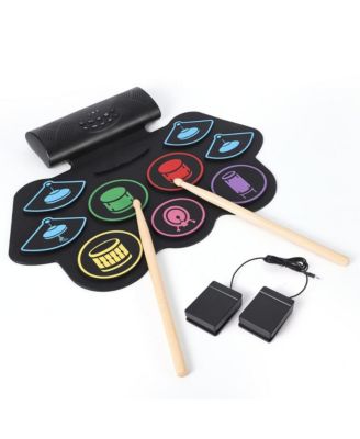 Roll-Up Portable Electronic Drum Set with Color-Coded Pads, 9-Piece, Ages 10+