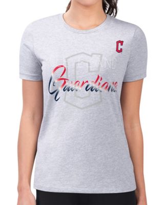 Women's Heather Gray Cleveland Guardians Super-Slim Fit Lightweight Shadow Logo Graphic T-Shirt