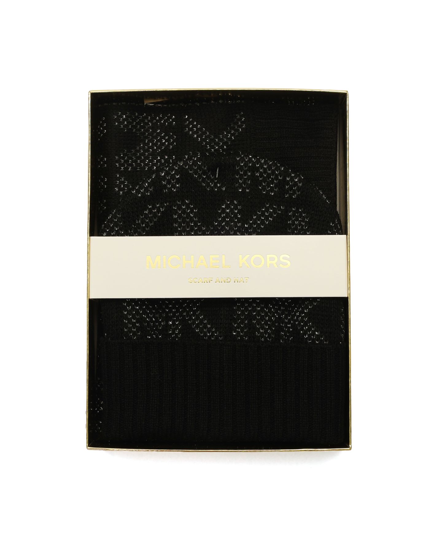 Женские комплекты Michael Kors Metallic Cuff Beanie and Scarf Set, цвет: Чёрный — фото 4