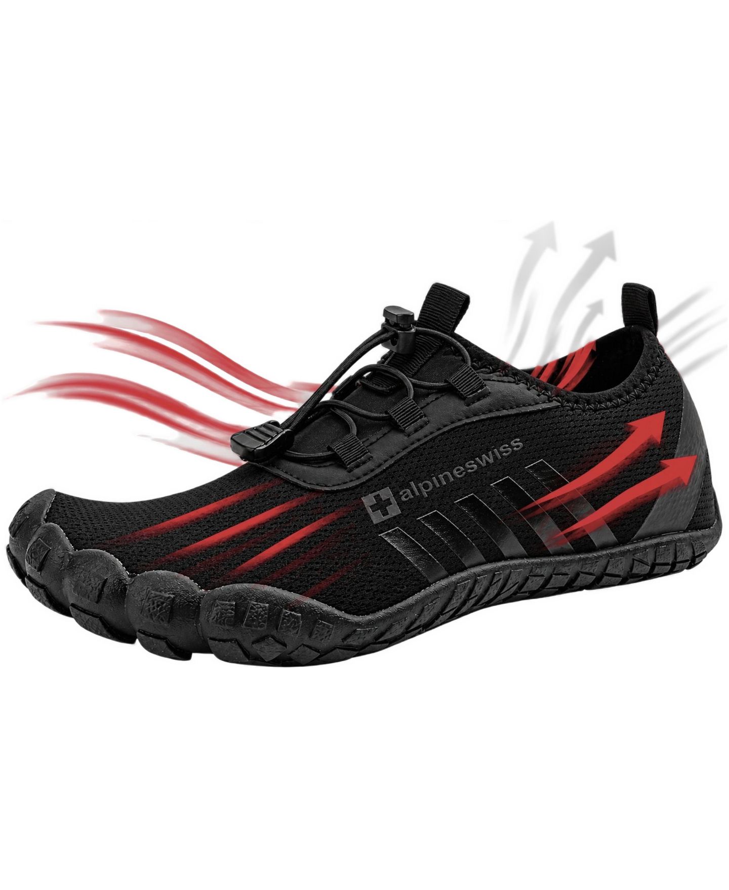 Мужские кроссовки Alpine Swiss Odin Quick-Dry Water Shoes Lightweight Non-Slip Beach Barefoot, цвет: Чёрный — фото 2
