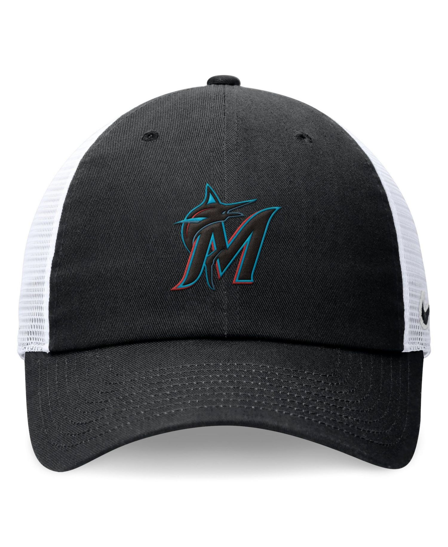 Men's Black Miami Marlins Club Trucker Adjustable Hat