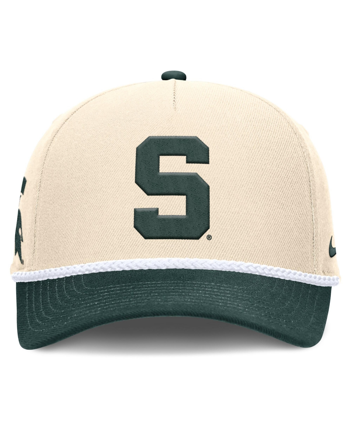 Men's and Women's Nike Natural Michigan State Spartans 2026 Primetime Natural 5-Panel Rope 2-Tone Rise Hat