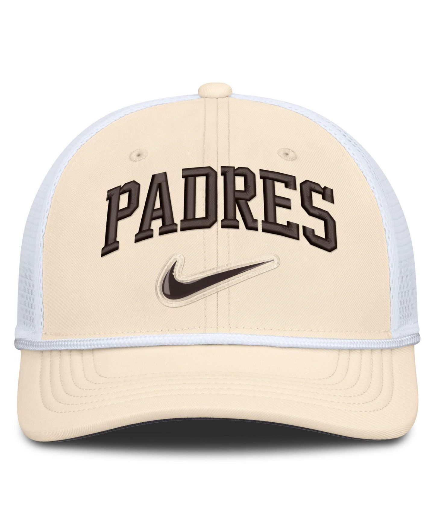 Мужская кепка Nike Natural/White San Diego Padres Rise Dri-FIT Trucker Adjustable Hat — фото 2
