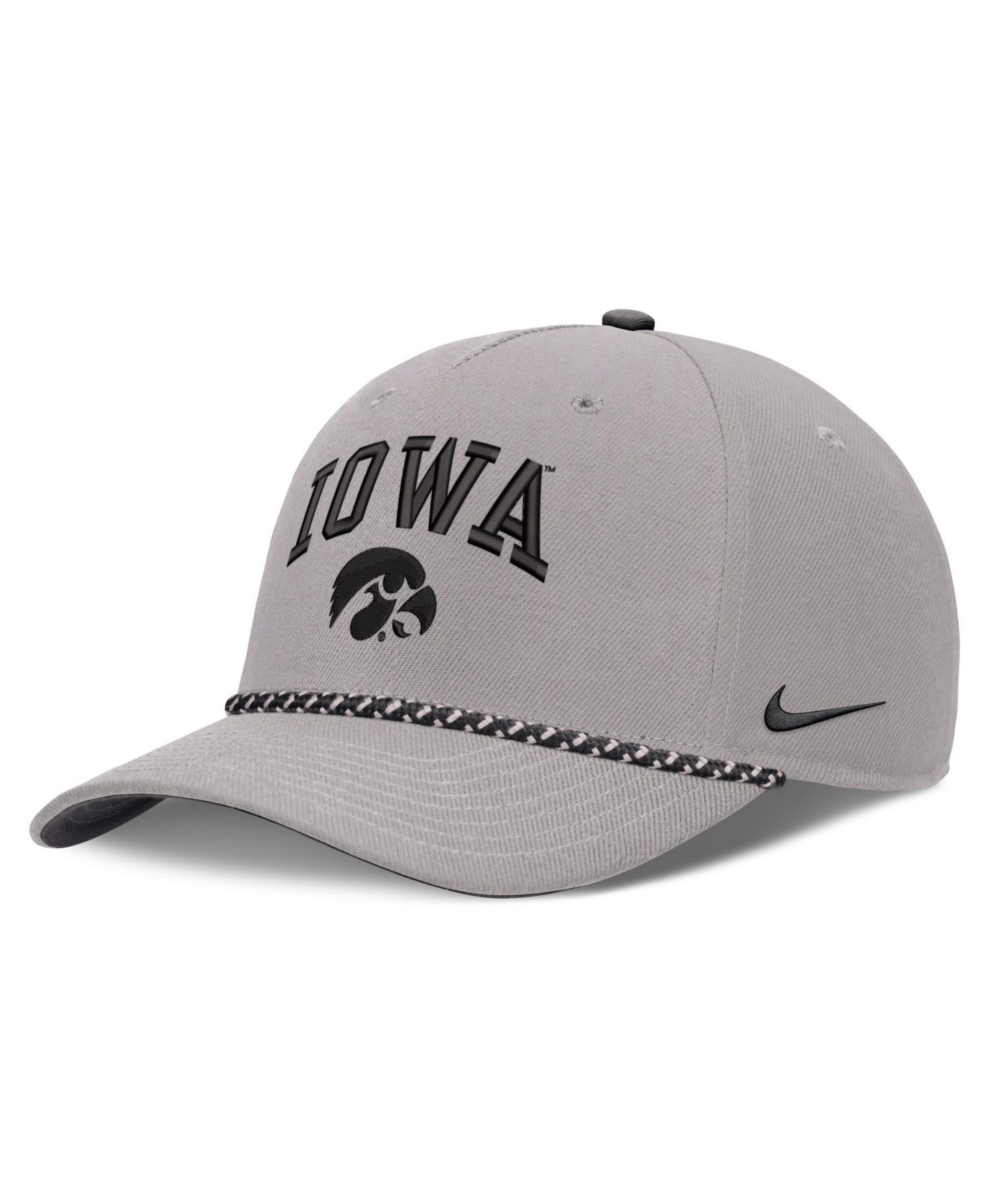 Кепка Nike Gray Iowa Hawkeyes Primetime Rise Rope Adjustable Hat — фото 1