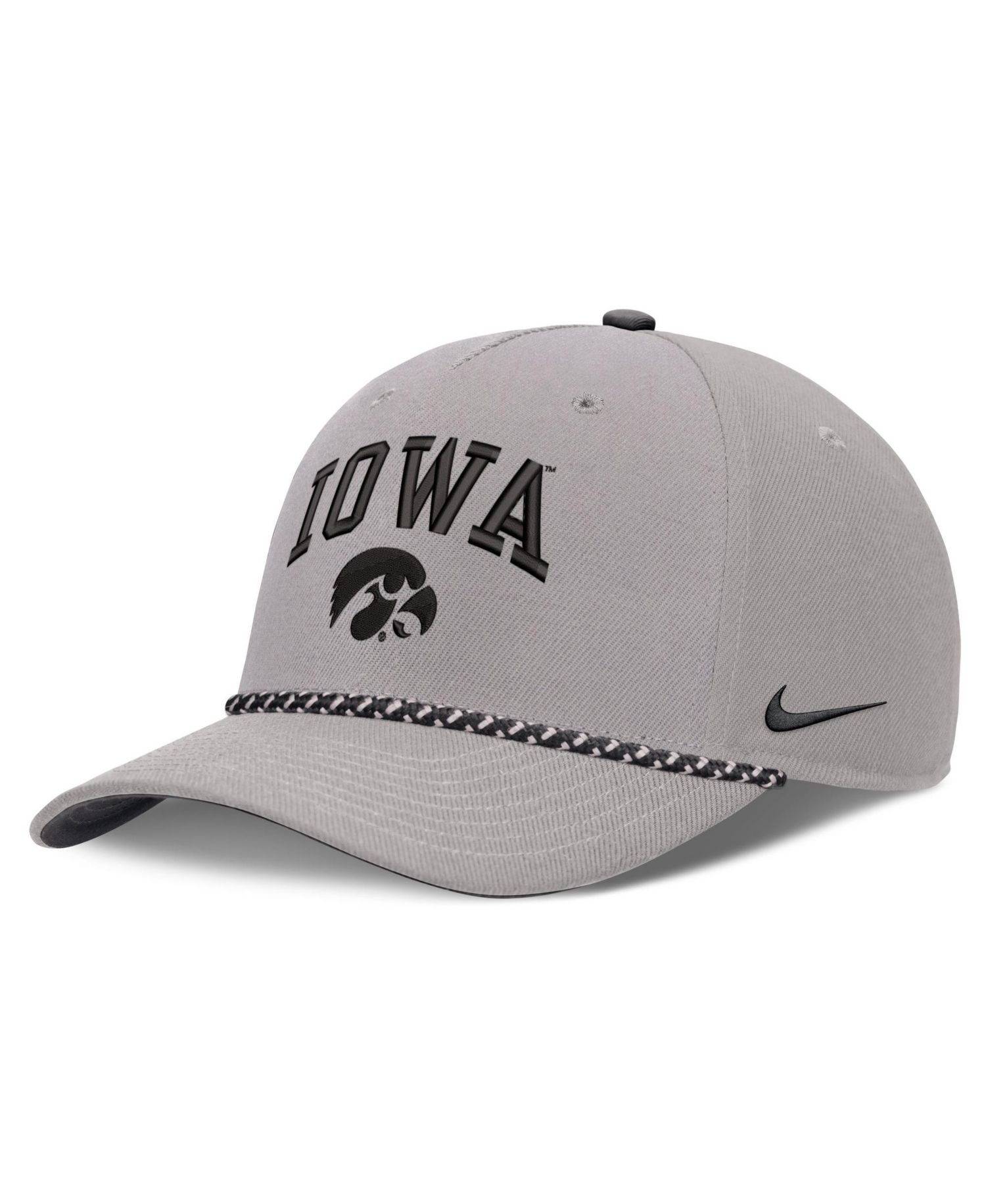 Men's and Women's Gray Iowa Hawkeyes Primetime Rise Rope Adjustable Hat