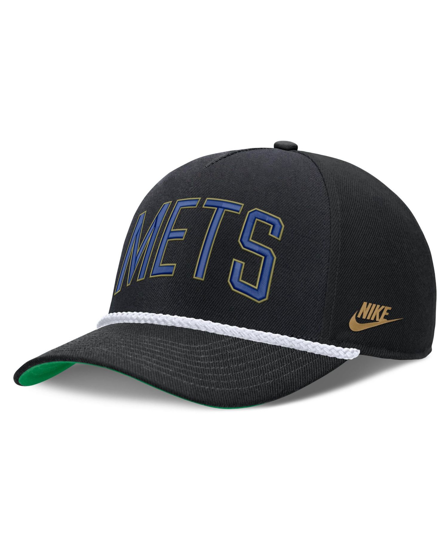Men's Black New York Mets Cooperstown Collection Rise Adjustable Hat