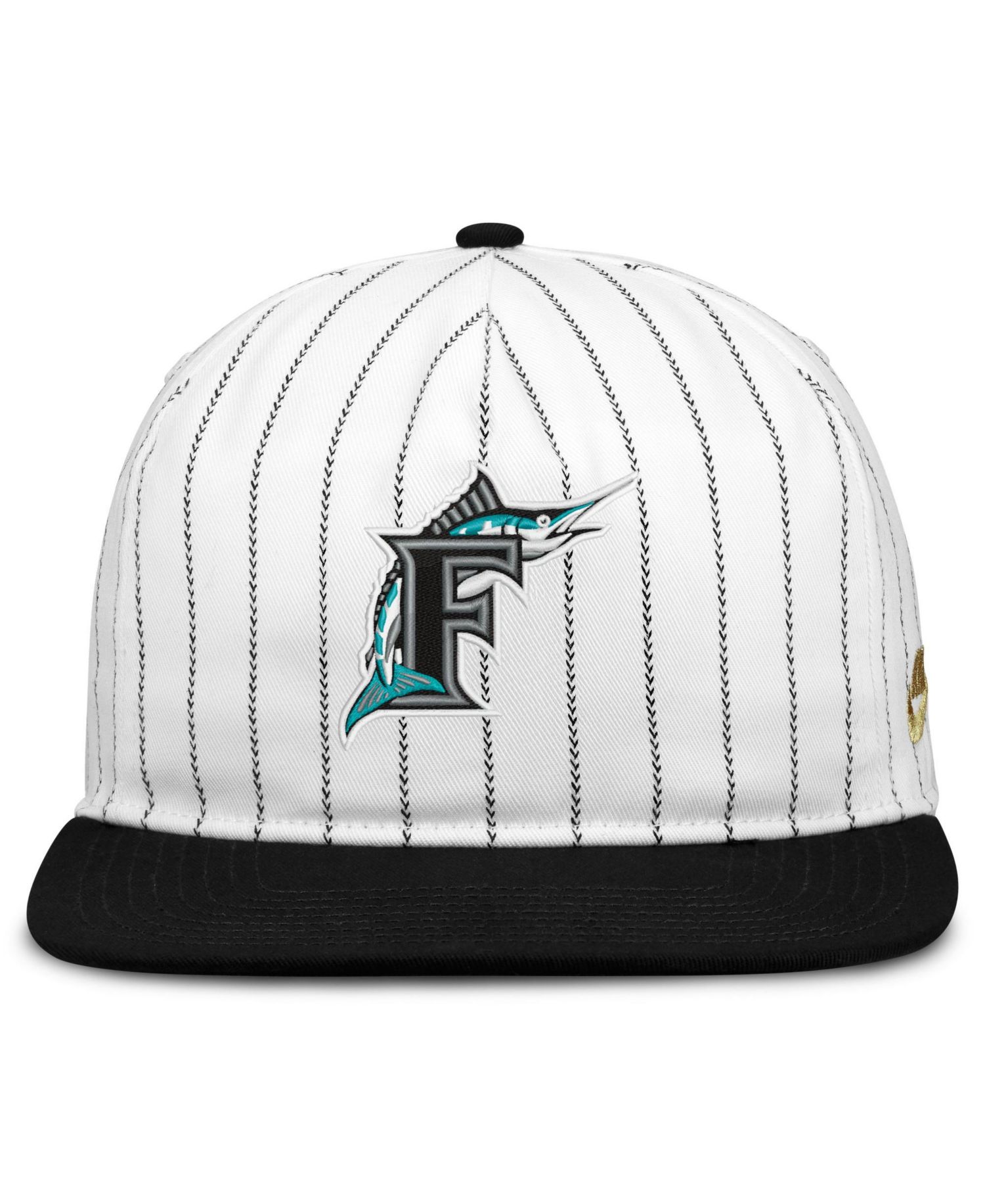 Men's White/Black Florida Marlins Cooperstown Collection Pro Adjustable Hat
