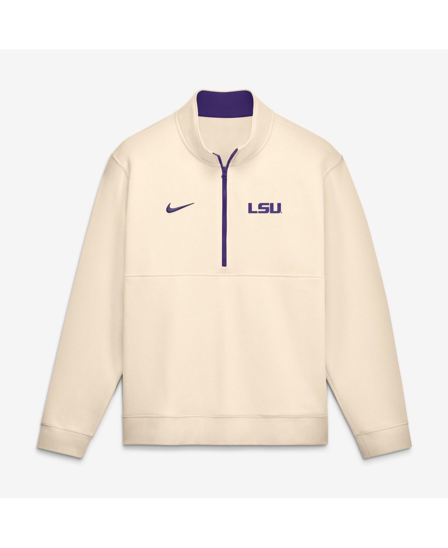 Мужской свитер Nike Cream LSU Tigers Primetime Club Fleece Half-zip Pullover — фото 1