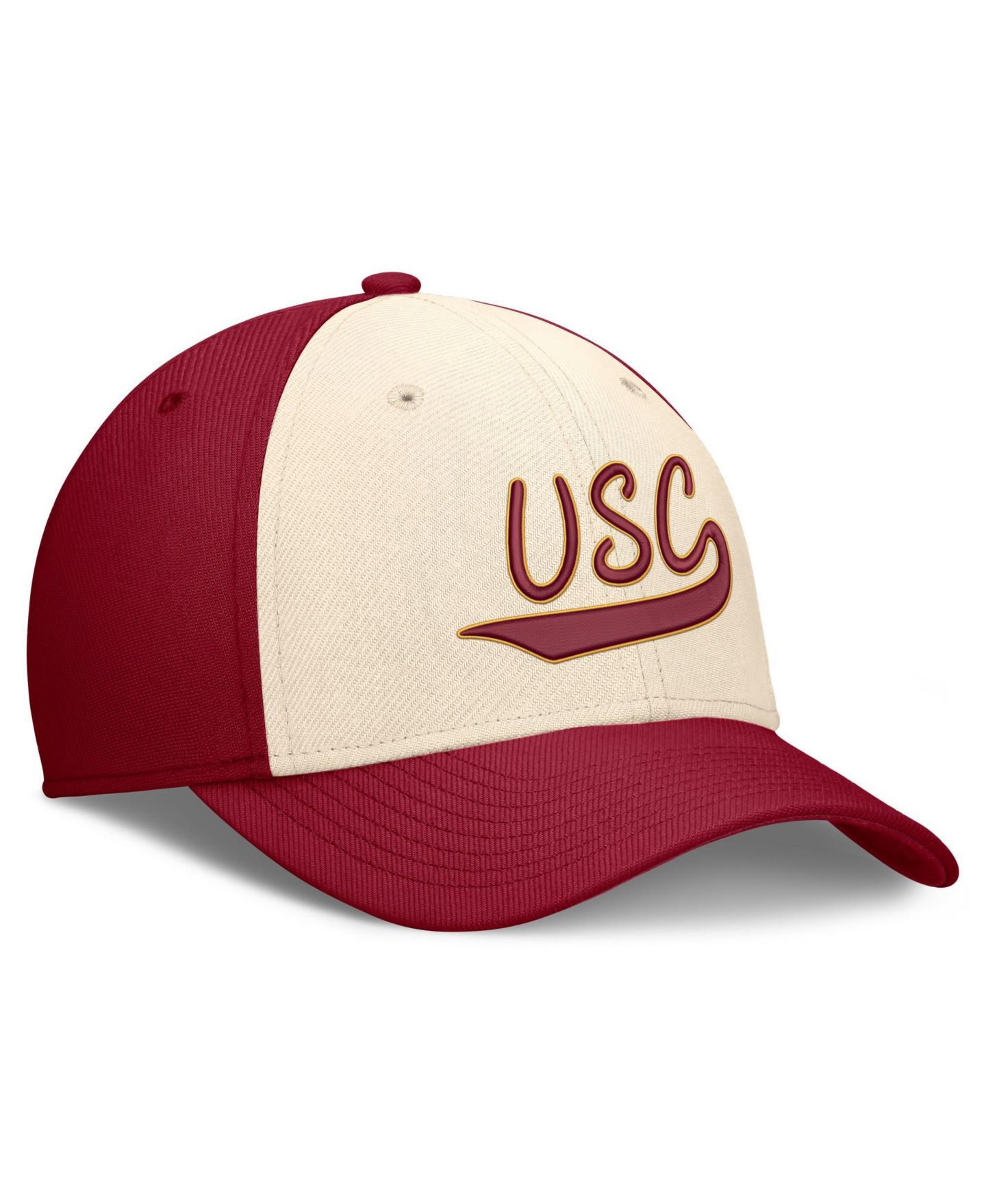 Мужской головной убор Nike Natural/Crimson USC Trojans Legacy Swooshflex Dri-FIT Hat — фото 3