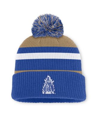 Men's and Women's Royal/Beige Duke Blue Devils Legacy Striped Cuffed Knit Hat with Pom