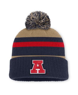 Men's and Women's Navy/Beige Arizona Wildcats Legacy Striped Cuffed Knit Hat with Pom