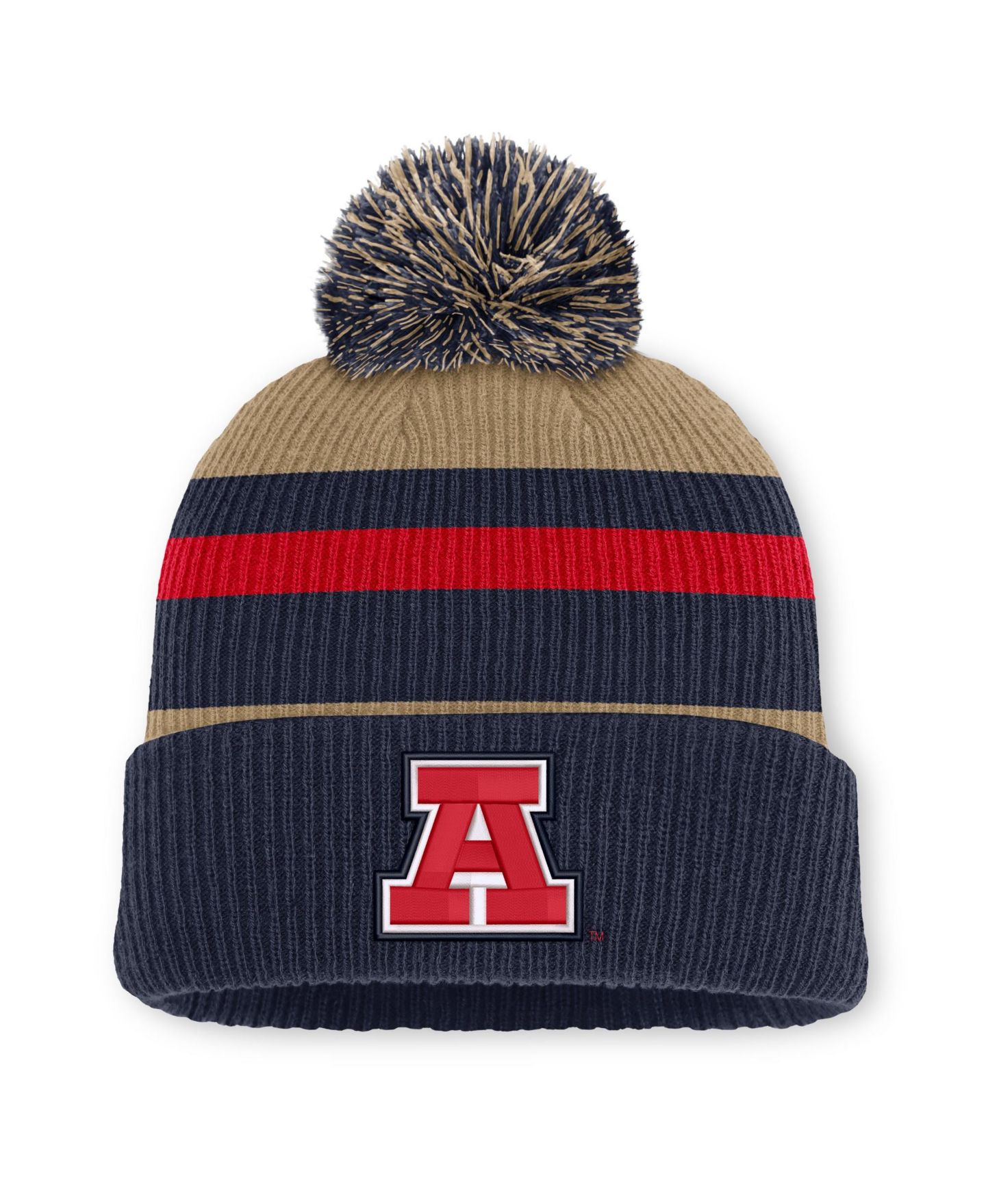 Шапка Nike Navy/Beige Arizona Wildcats Legacy Striped Cuffed Knit Hat with Pom — фото 1