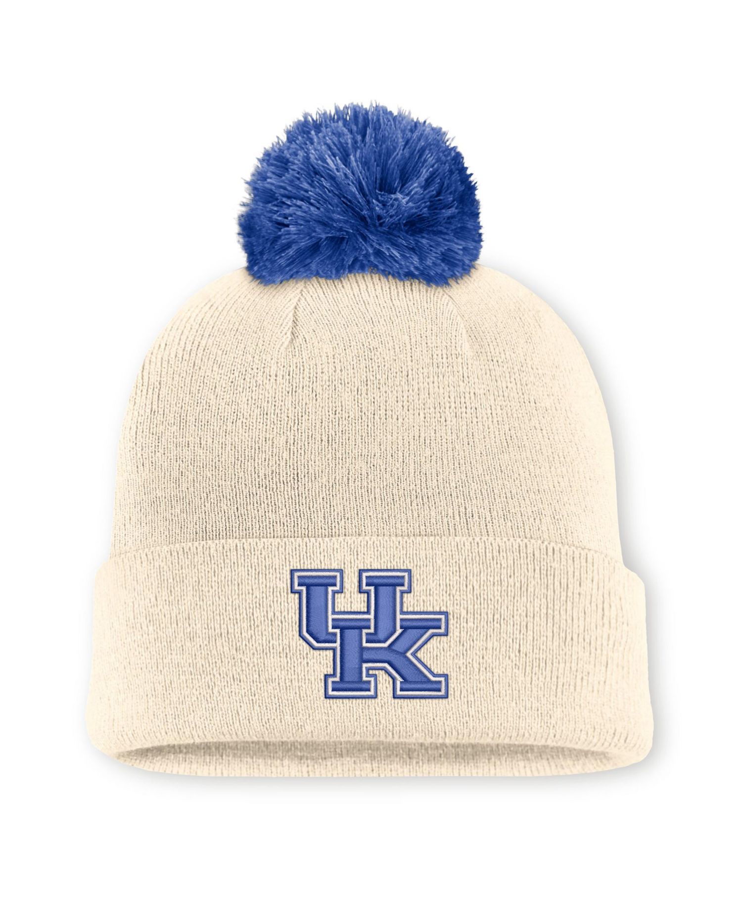 Men's and Women's Natural Kentucky Wildcats Campus Prep Script Cuffed Knit Hat with Pom