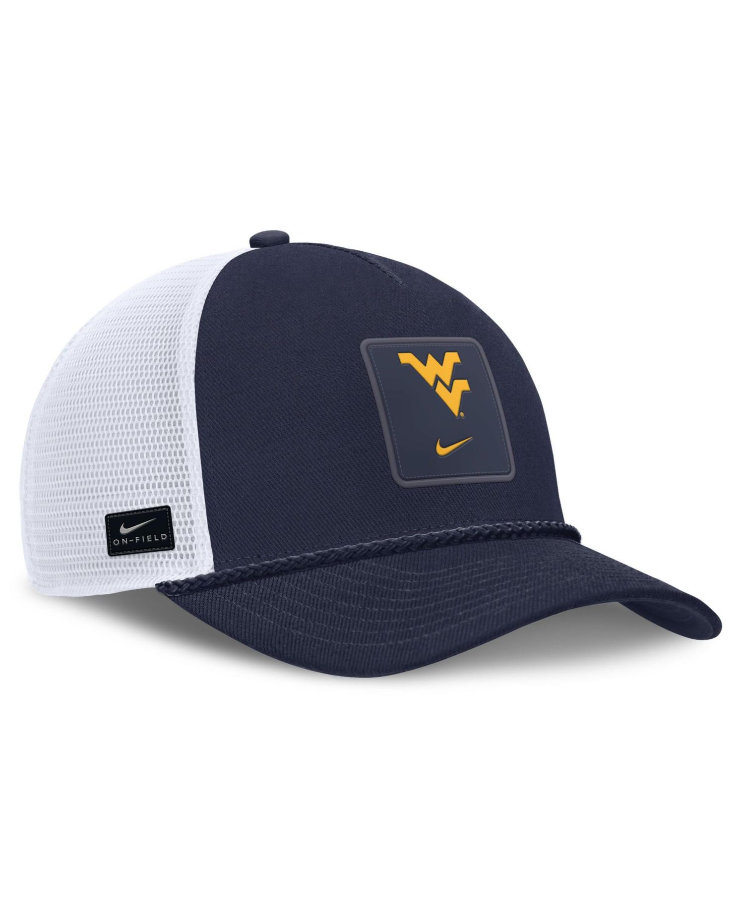 Men's and Women's Navy West Virginia Mountaineers 2026 On-Field Gameday Rope Trucker Adjustable Hat