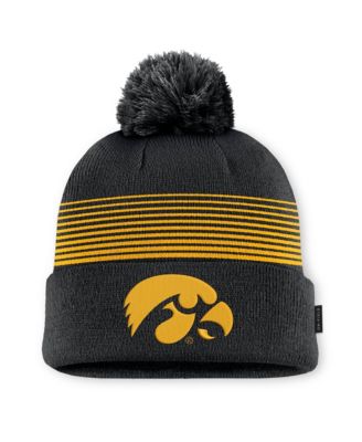 Men's and Women's Black Iowa Hawkeyes 2026 On-Field Cuffed Knit Hat with Pom