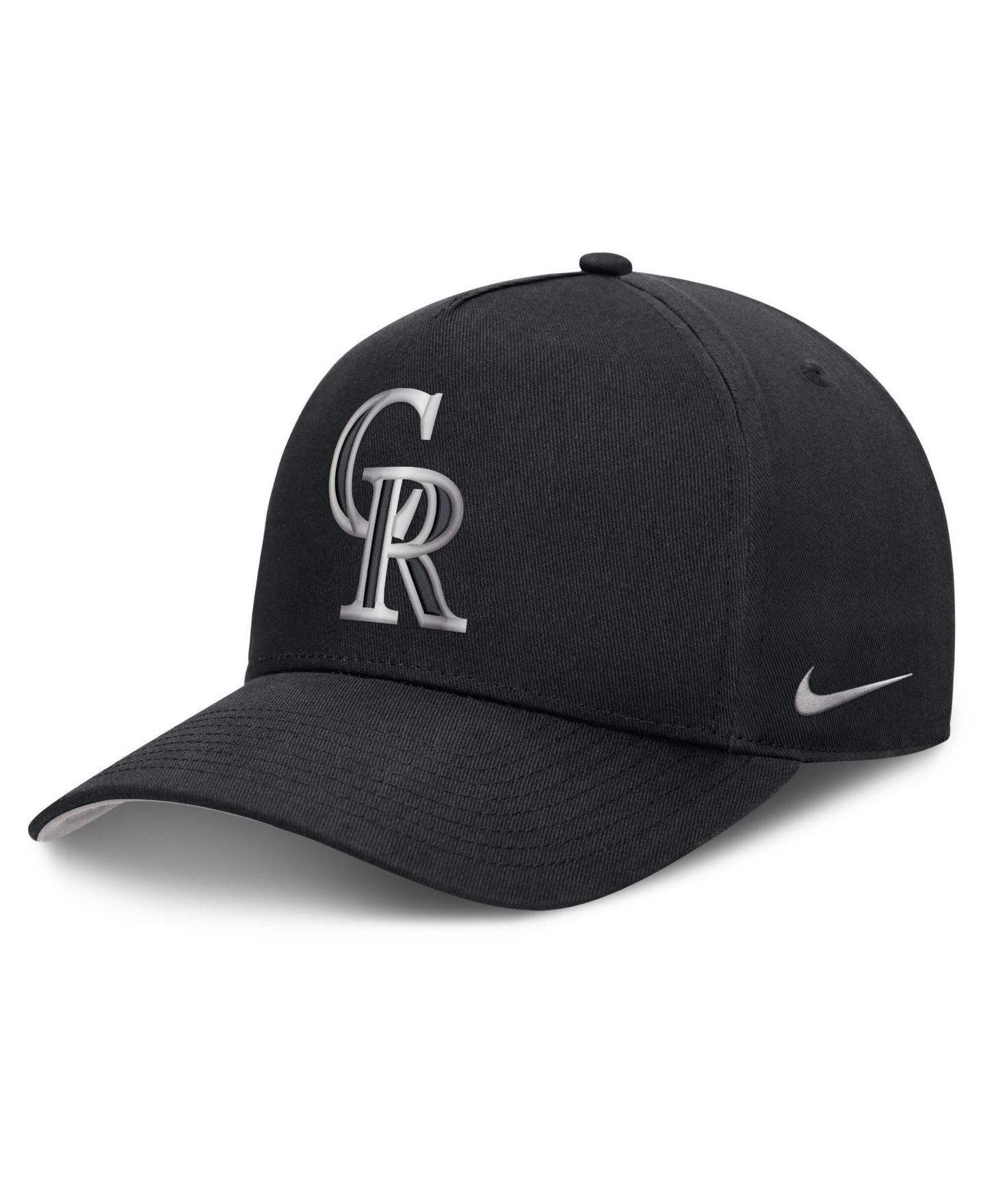 Мужская кепка Nike Black Colorado Rockies Rise Dri-FIT A-Frame Adjustable Hat — фото 3