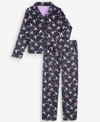 Girls' 4-16 Button-Down Long-Sleeve Pajama Top and Pants, 2-Piece Set