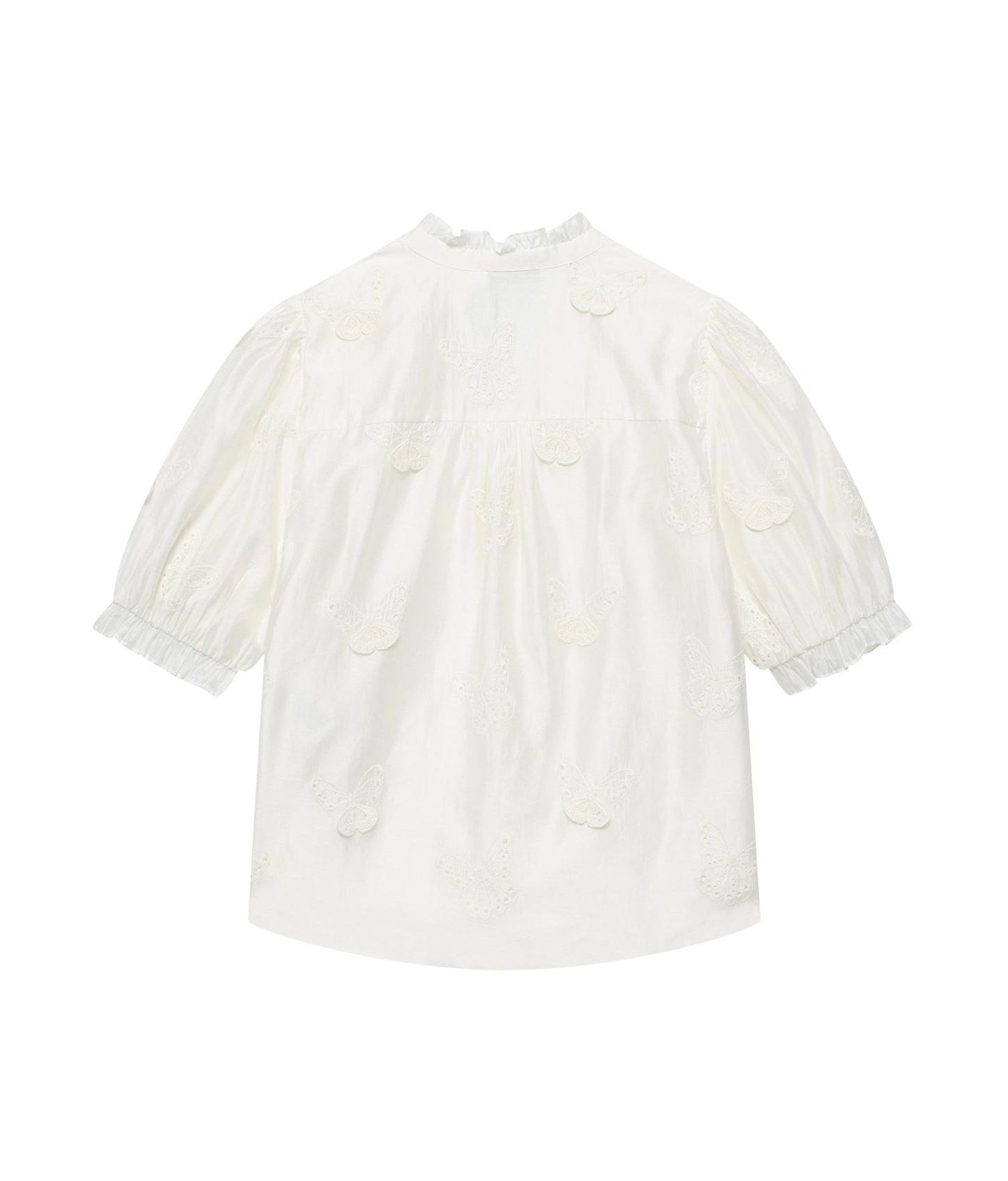 Женская блузка Mint Velvet Short-Puff-Sleeve V-Neck Applique Butterfly, цвет: Белый — фото 6