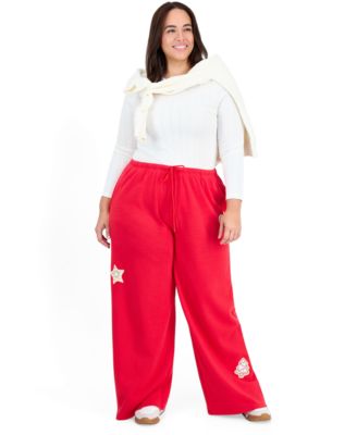 Plus Size Xmas Cookies Holiday Wide-Leg Fleece Sweatpants