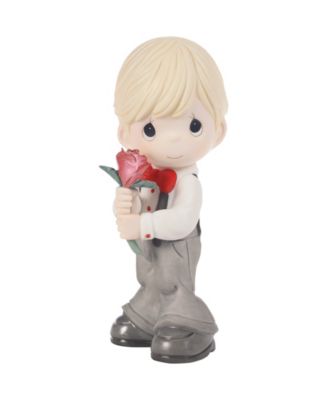 Boy Holding Rose Figurine