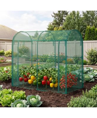 79 x 39 x 71/106 x 47 x 47 in. Half-Round Crop Cage with Anti-Insect Mesh Netting, Plant Support Cage for Garden Vegetable Bed Greenhouse, Green
