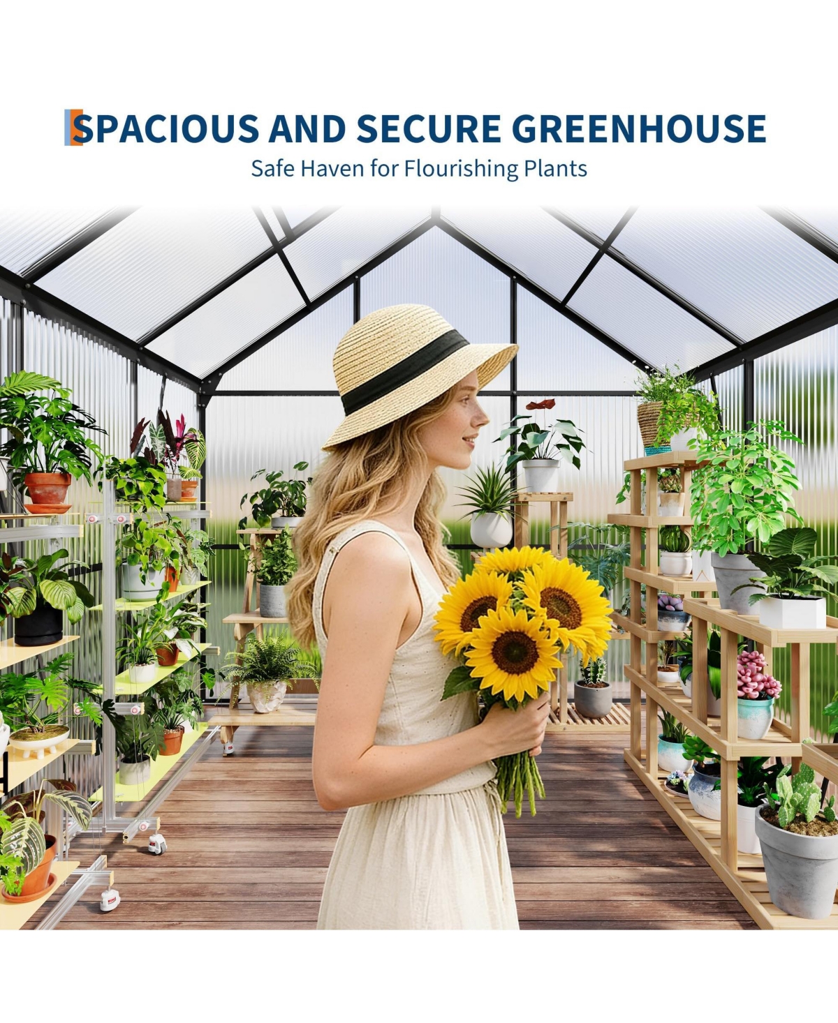 6 x Ft Walk-in Aluminum Greenhouse with Sections, Outdoor Garden Plant House for Backyard Patio and Balcony