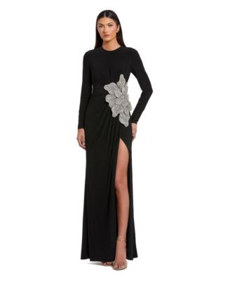 Petite Jersey Gown With Embellished Flower