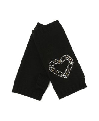 Women's Hotfix Heart Fingerless Gloves