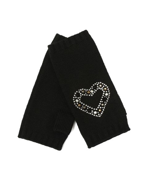 Женские перчатки Kurt Geiger London Hotfix Heart Fingerless, цвет: Чёрный