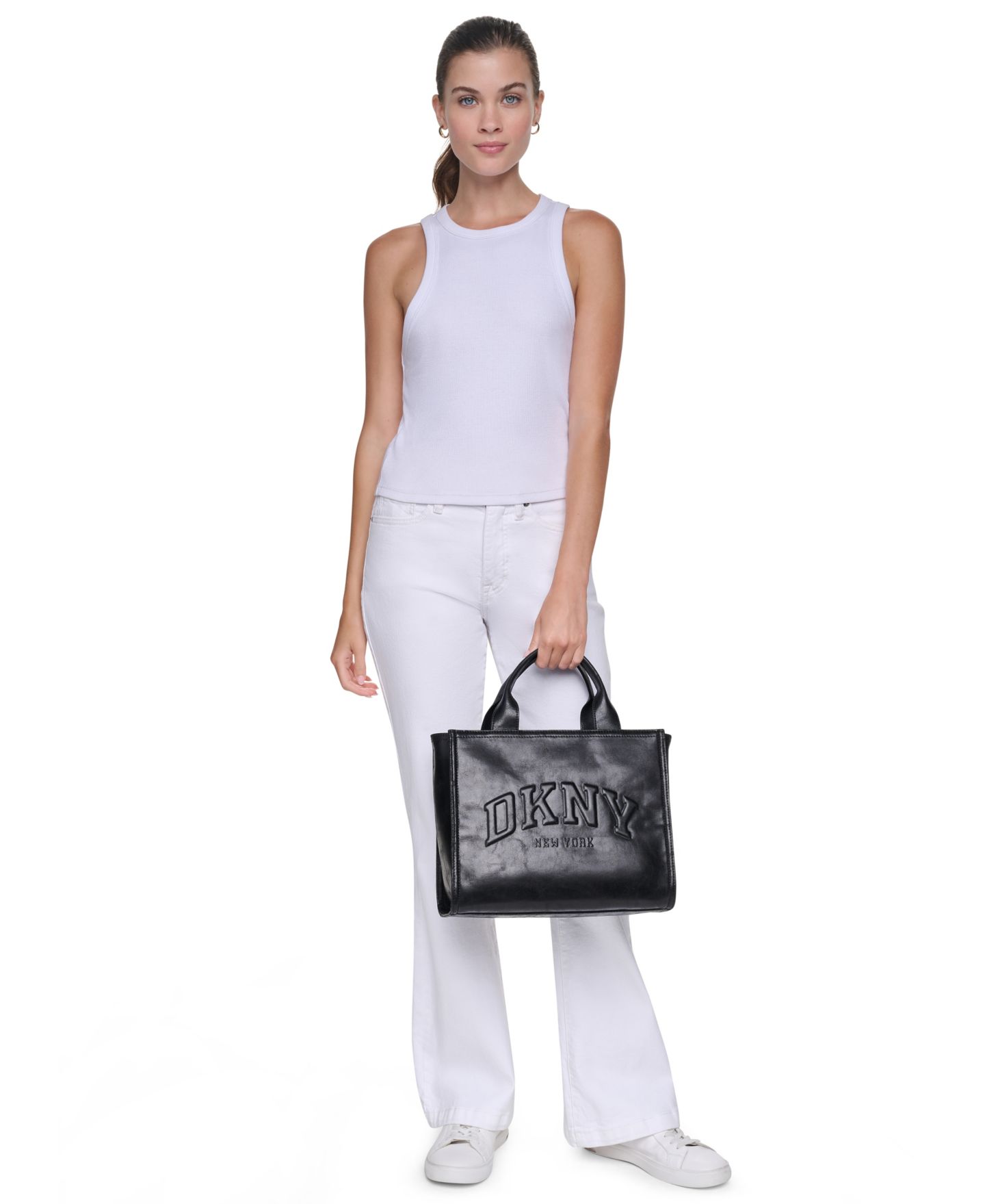 Женская сумка DKNY Hadlee Medium Zipper Tote Handbag, цвет: Чёрный / Серебряный — фото 2