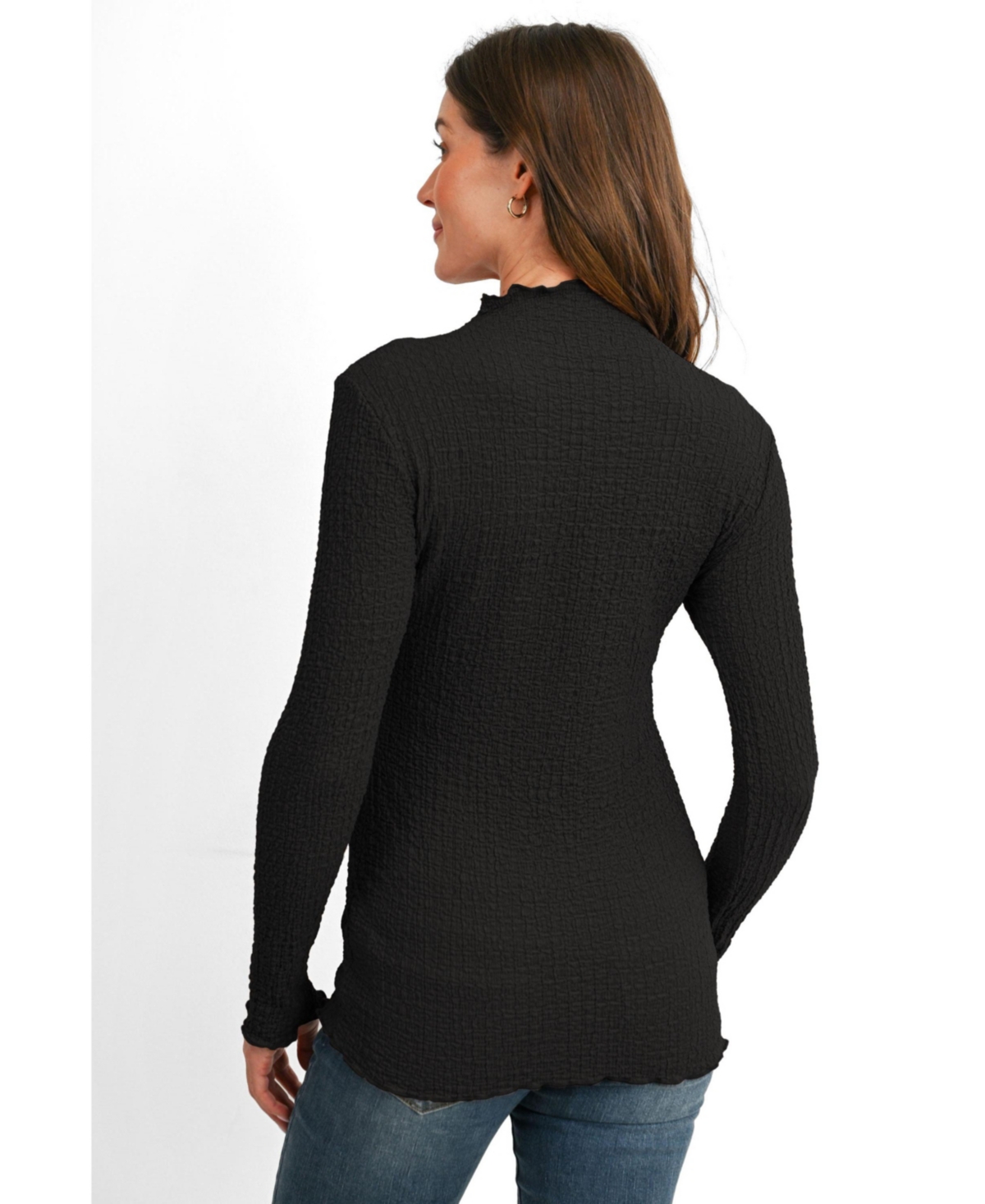 Hello Miz Maternity Textured Mock Neck Long-Sleeve Top
