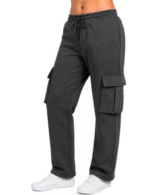Women's Loose-Fit Cargo Pockets Open-Bottom Fleece Joggers