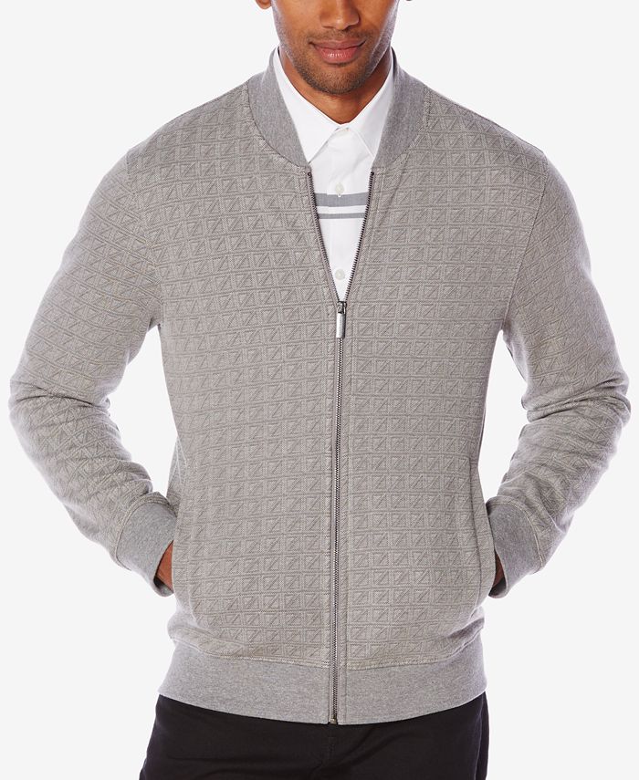 Perry Ellis Men's Jacquard Zip-Front Sweater & Reviews - Sweaters - Men ...