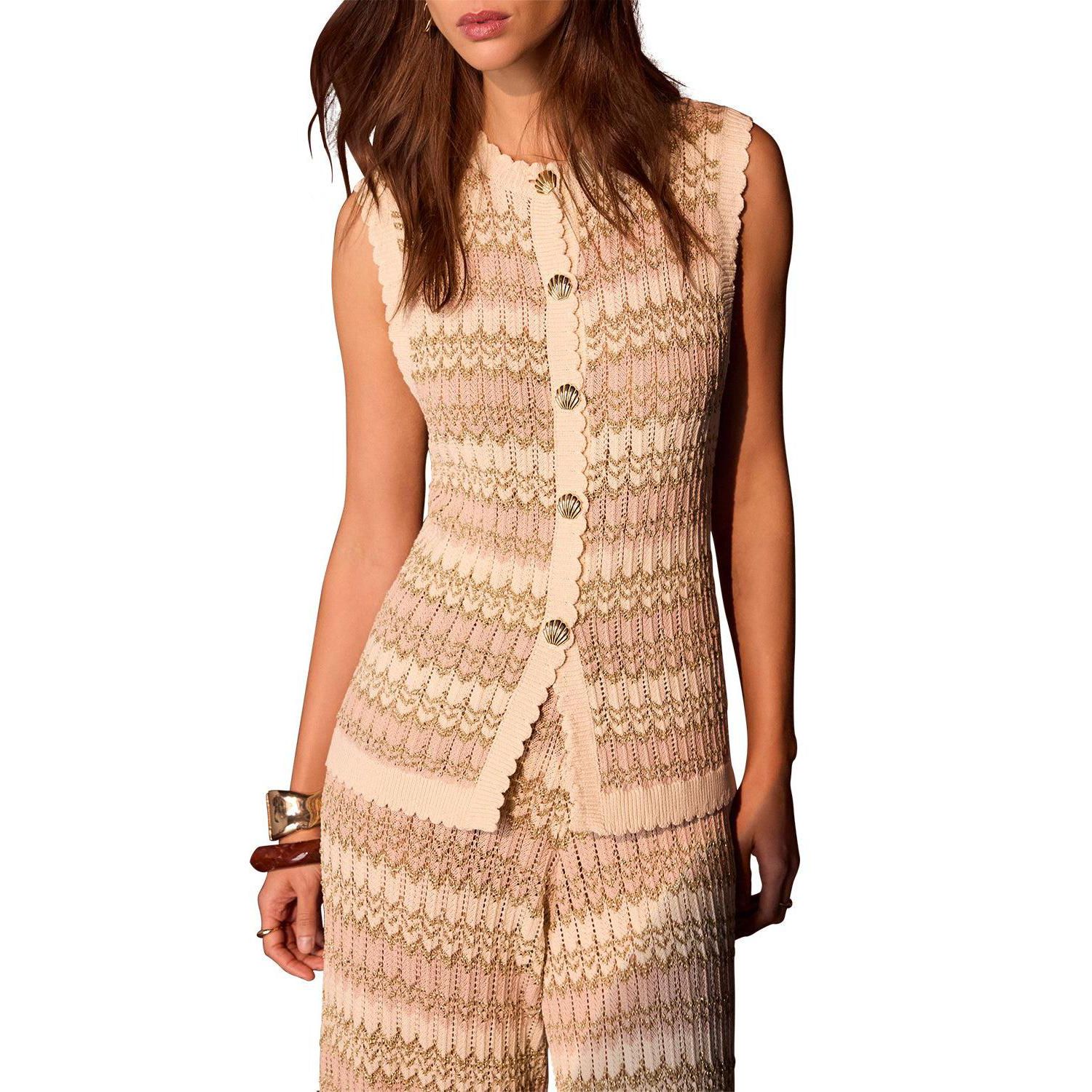 Women's Striped Knit Waistcoat