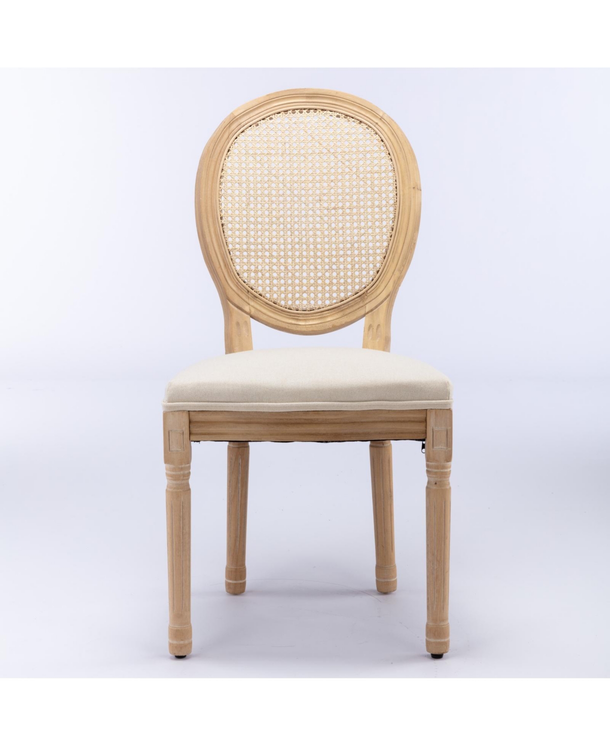 Flynama Set of 2 French Solid Wood Rattan Back Dining Chairs