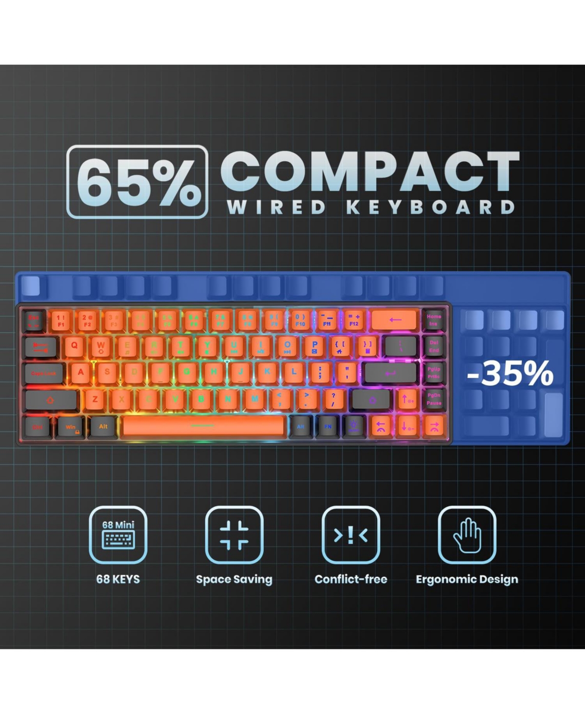 Lofree 65% Ultra Compact Wired Anti-Ghosting Gaming Keyboard