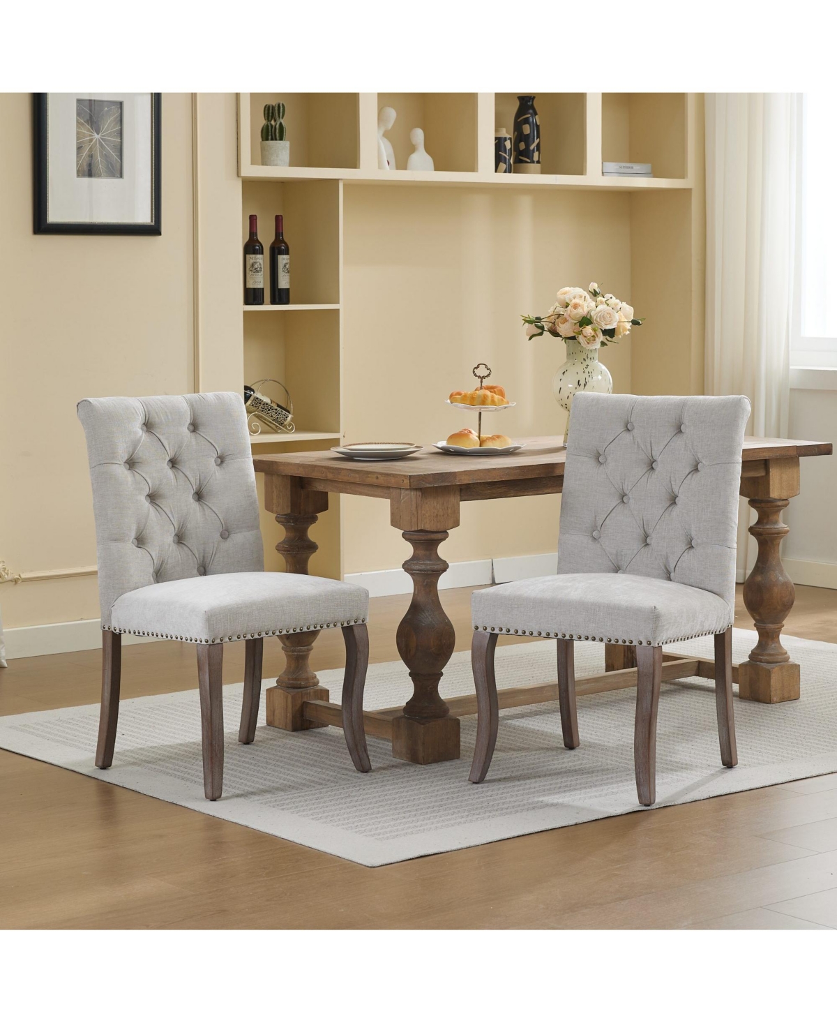 Flynama Upholstered Chenille Dining Chair Set of 2