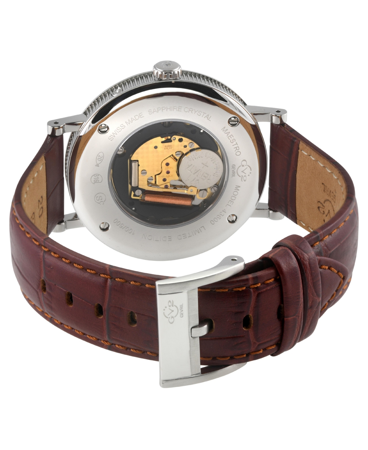 GV2 by Gevril Men's Maestro Swiss Quartz Leather Strap Watch