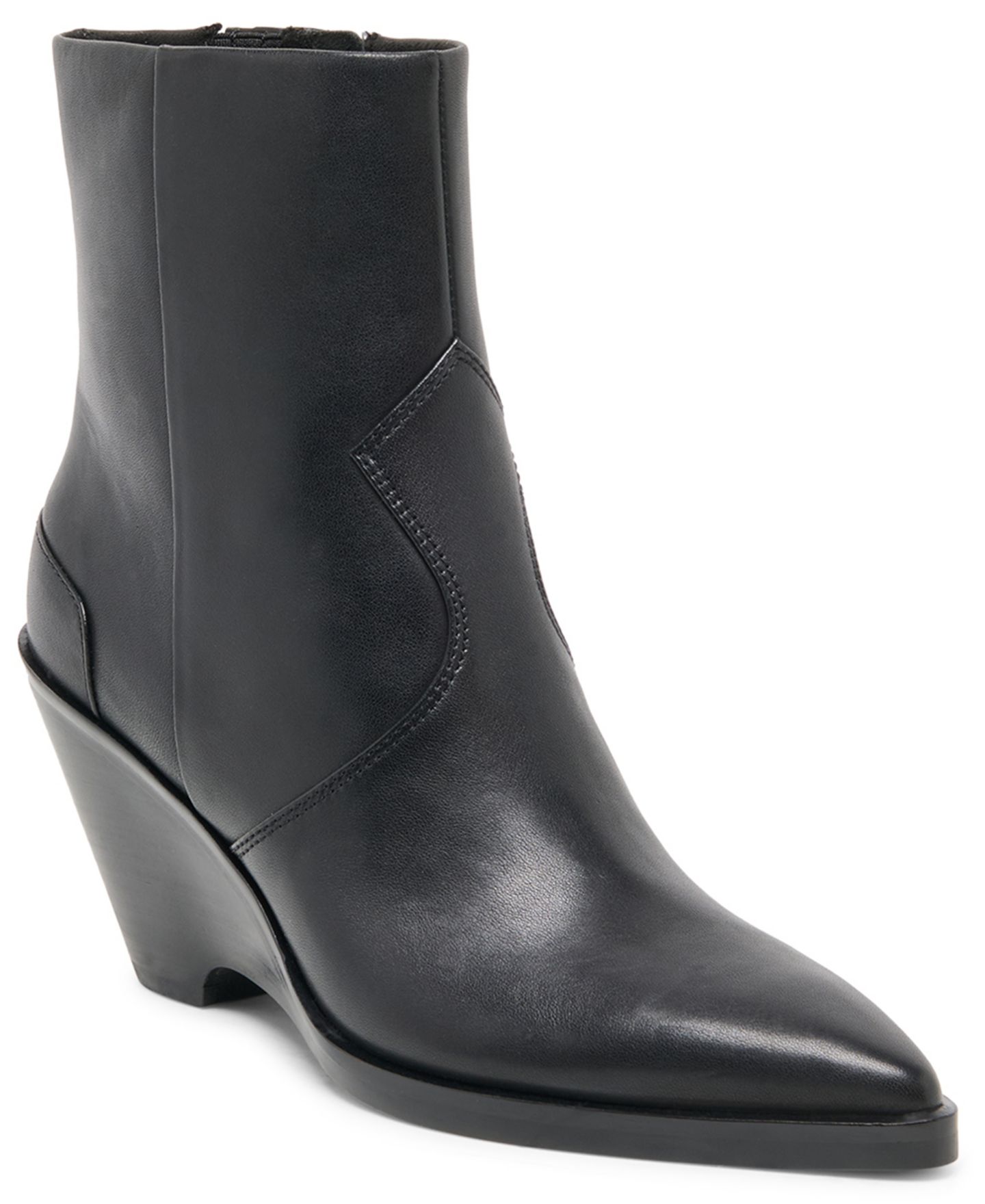Женские ботинки Dolce Vita Ashtin Wedge Heel Dress Booties, цвет: Чёрный кожаный — фото 1