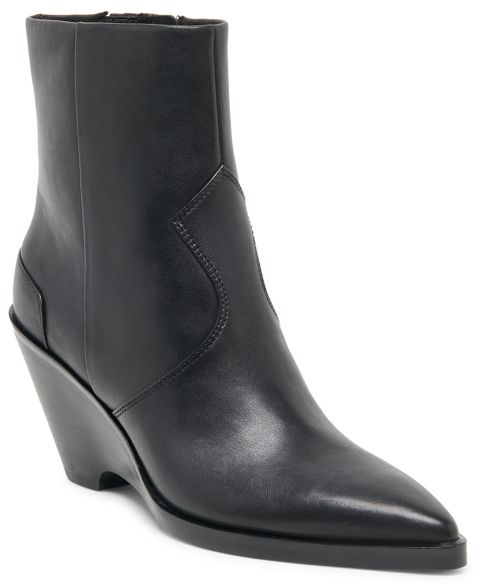 Женские ботинки Dolce Vita Ashtin Wedge Heel Dress Booties, цвет: Чёрный кожаный