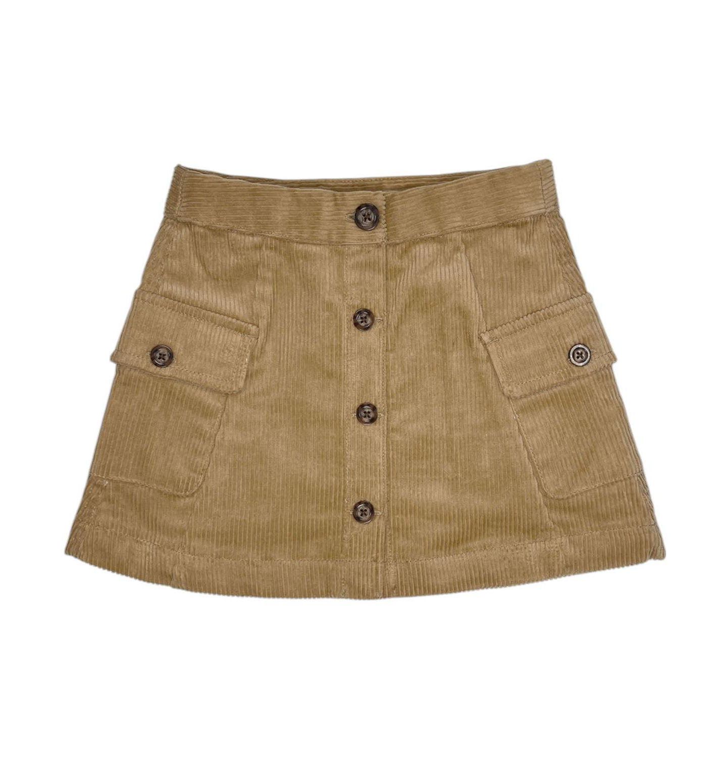 Юбка Hope & Henry Organic Corduroy Button Front для девочек-малышей, цвет: Средний коричневый — фото 1