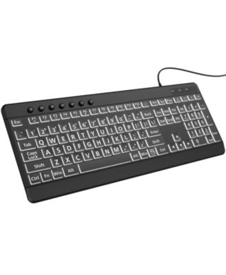 Large Print Backlit Wired Keyboard Compatible with Windows, PCs, Laptops, Chrome Devices