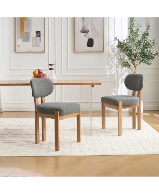 Wooden Dining Chairs Set of 2, Fabric Upholstered Farmhouse Chairs with Thick Cushion and Chenille Seat