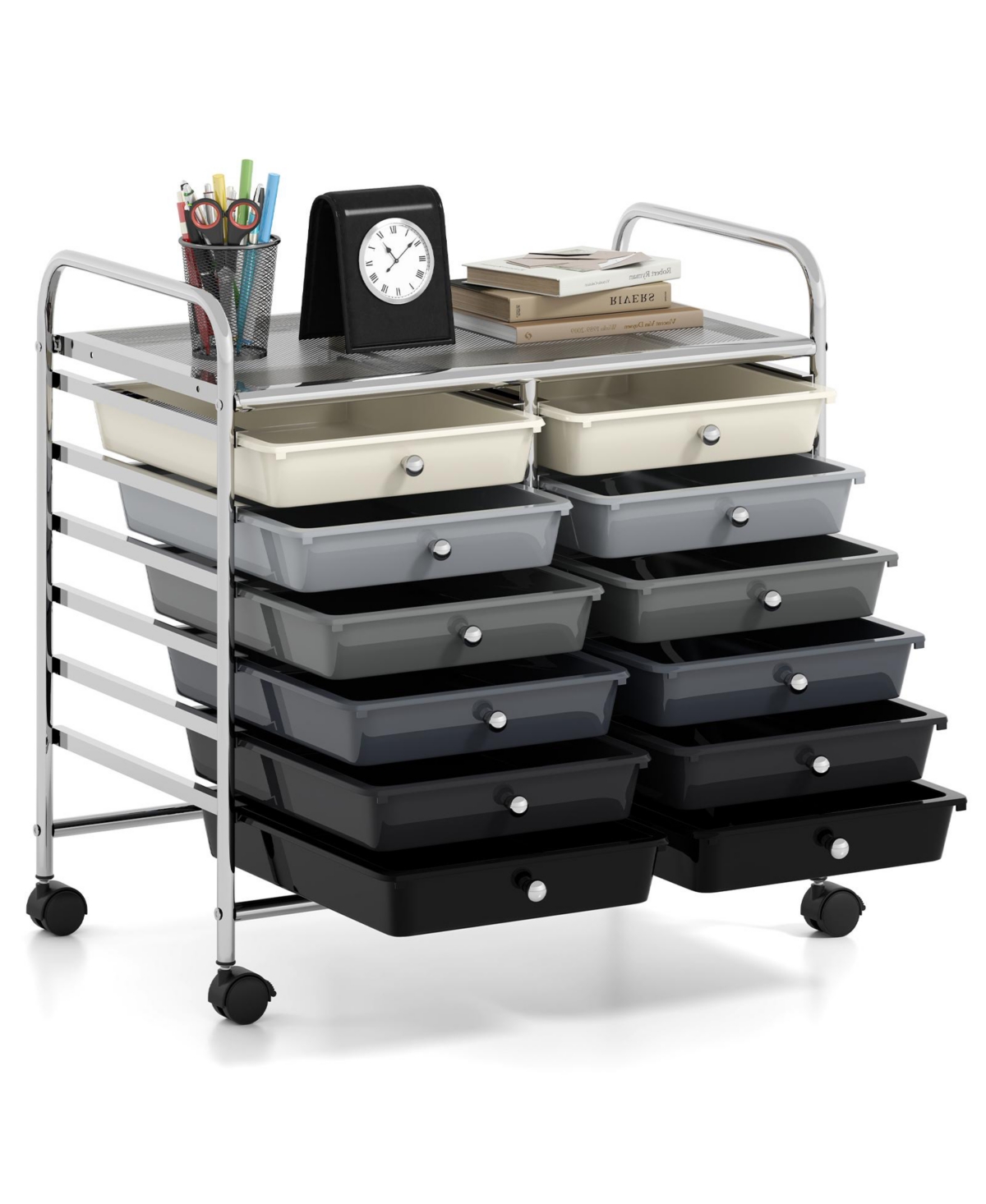 Mecale 12-Drawer Steel Frame Rolling Storage Cart