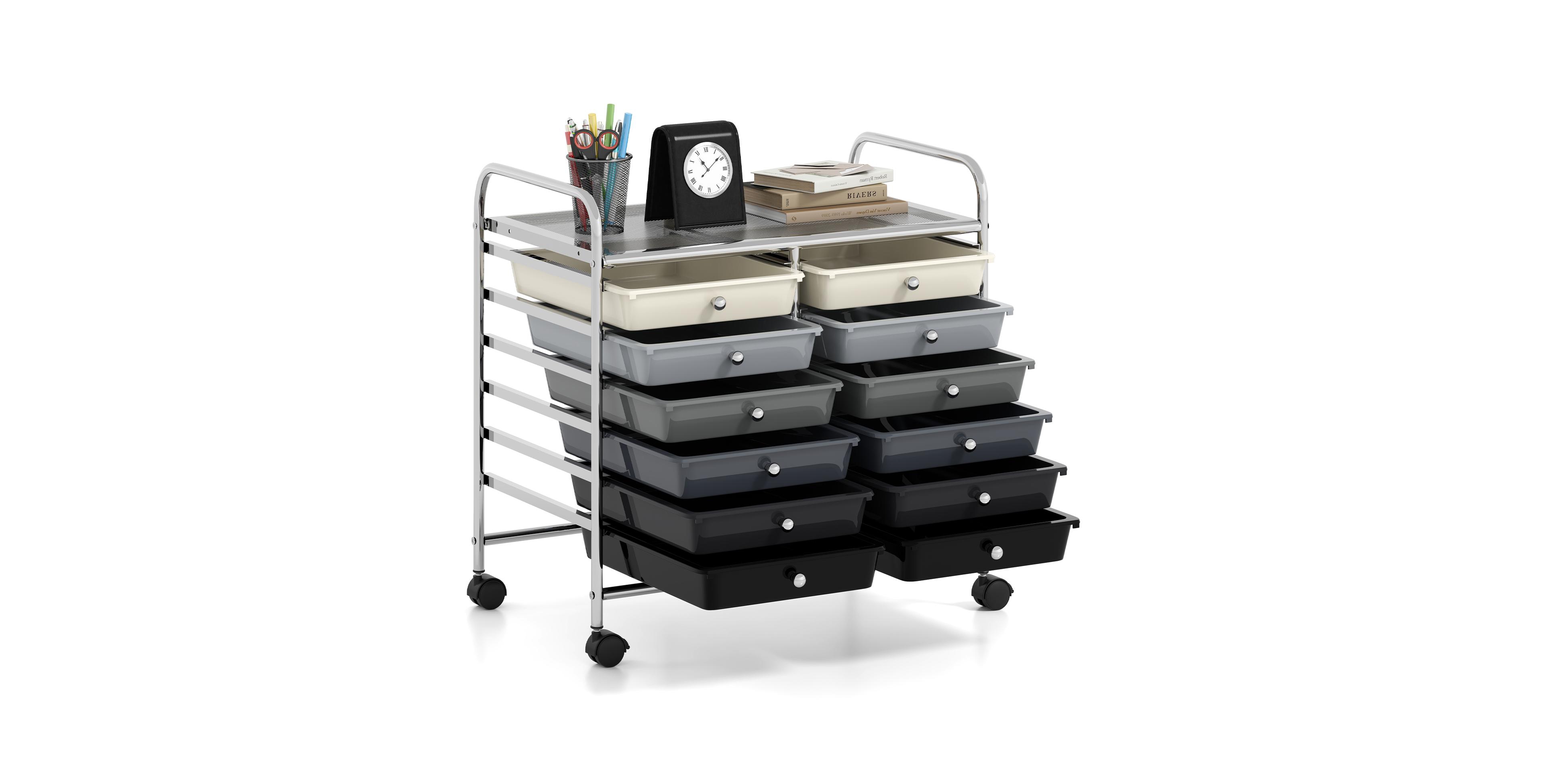 Mecale 12-Drawer Steel Frame Rolling Storage Cart