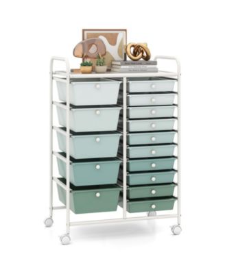 15-Drawer Rolling Storage Cart with Top Shelf
