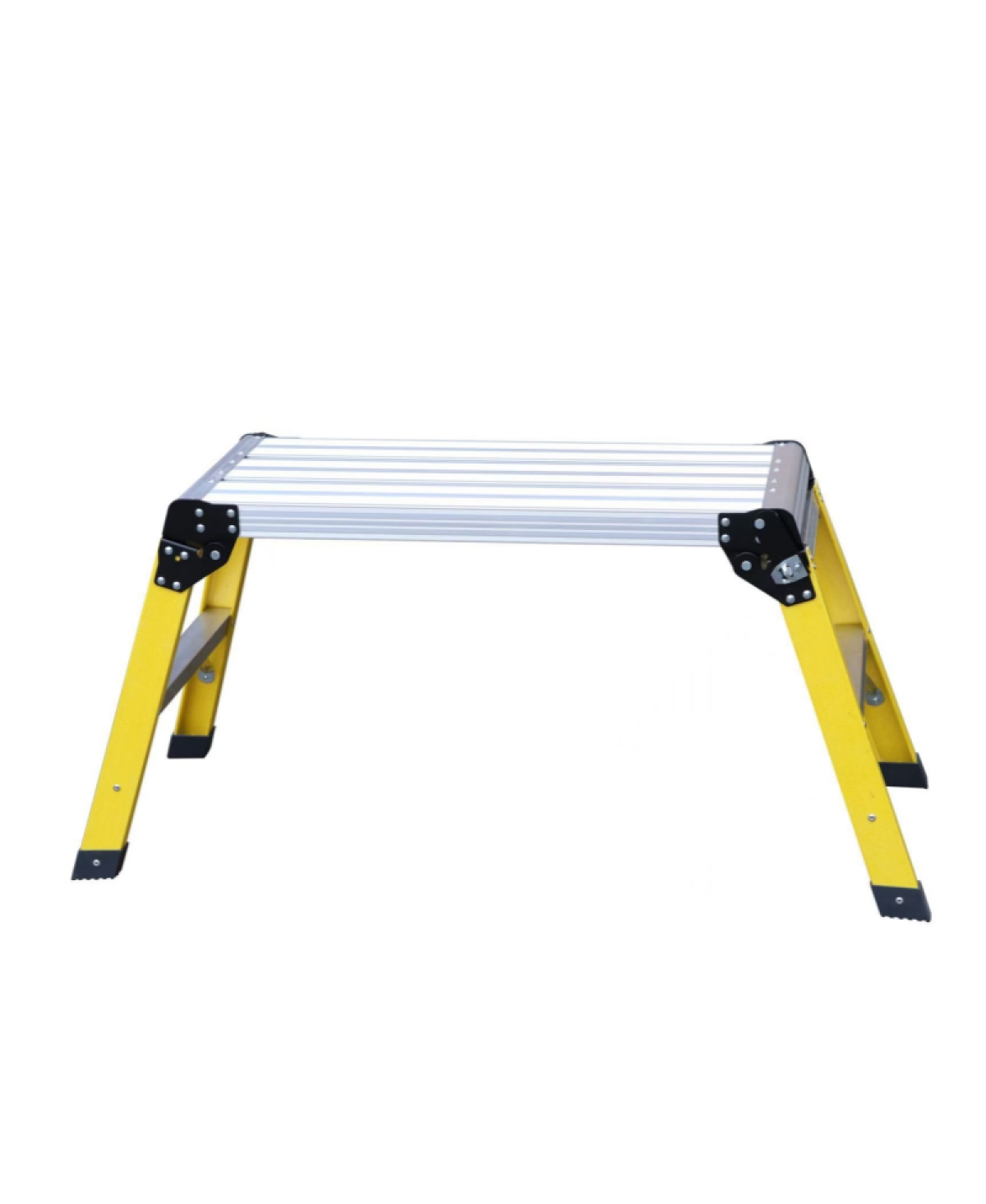 Streamdale Furniture Aluminum Step Ladder Heavy Duty Foldable Aluminum Platform 330 Lbs Capacity - Antique silver,yellow