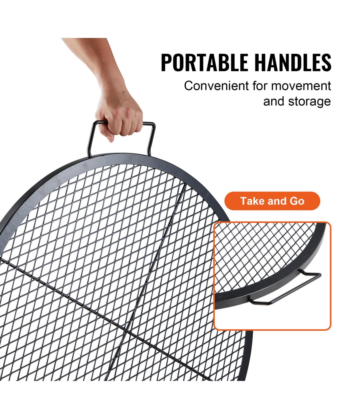 Vevor 30 Inch Round Cooking Grate Fire Pit Grill Grate X-Marks Heavy-Duty Steel