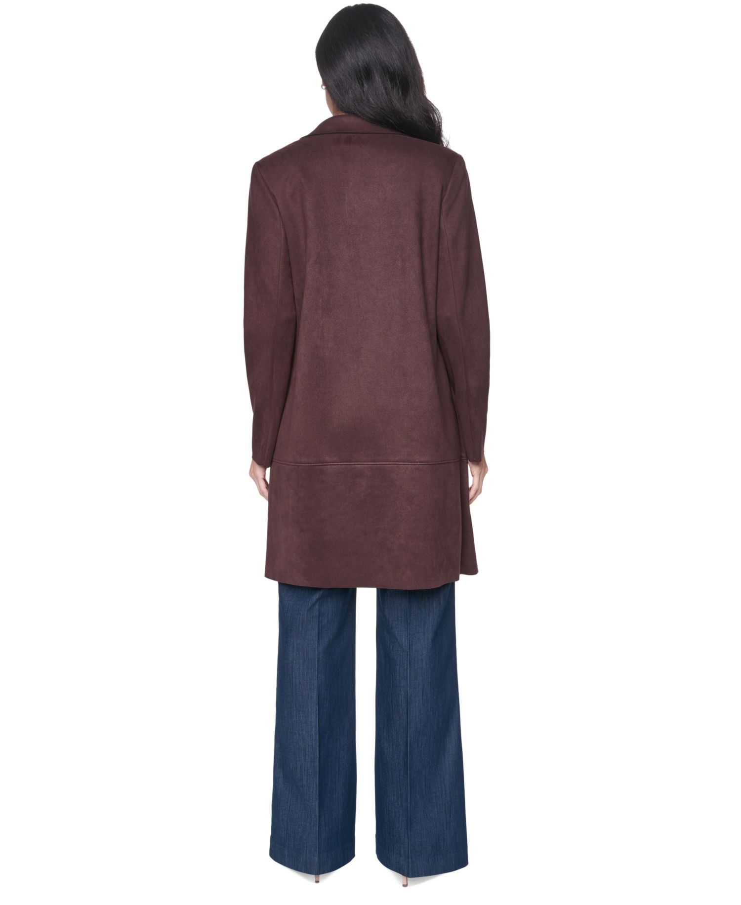 Women's Scuba Suede Topper Open-Front Faux Suede Jacket