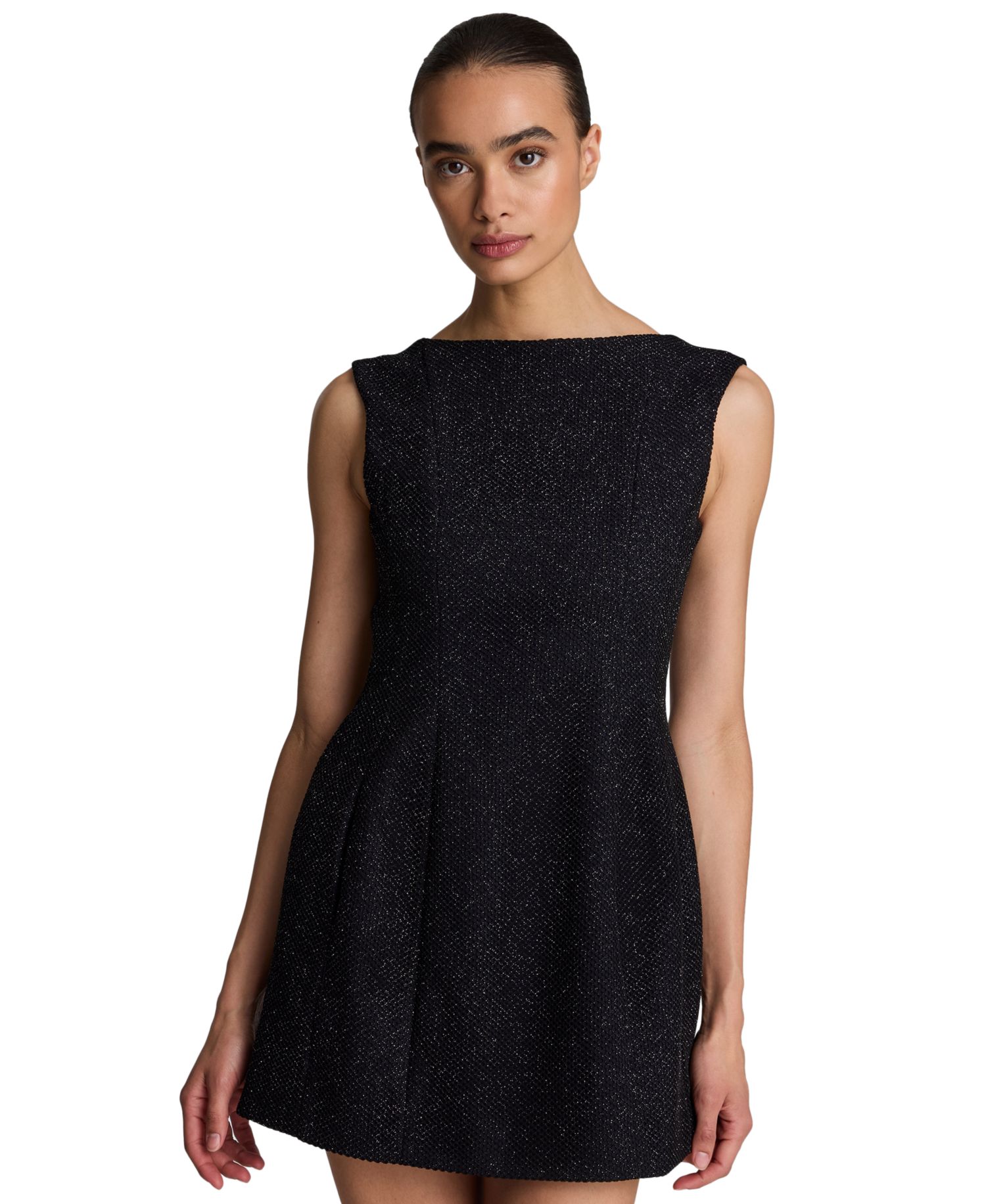 Women's Boat-Neck Scoop-Back Tweed Mini Dress
